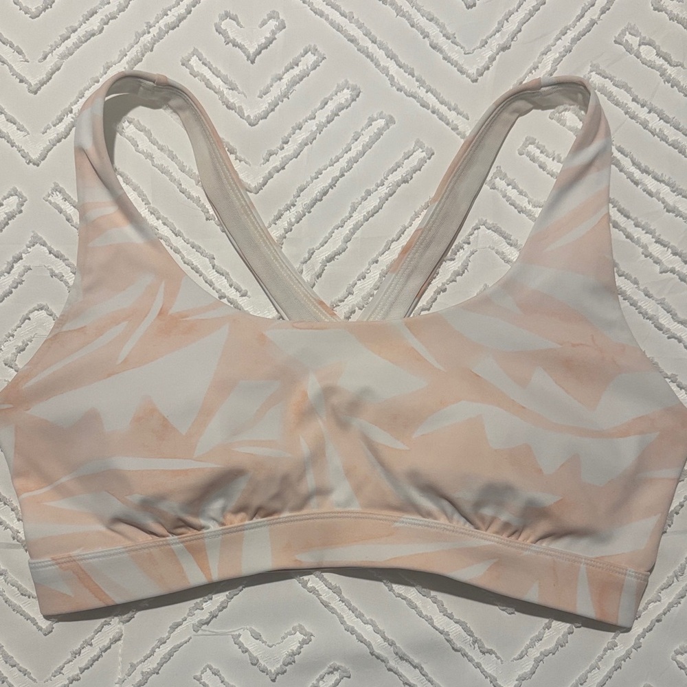 Athleta Blush and White Sports Bra